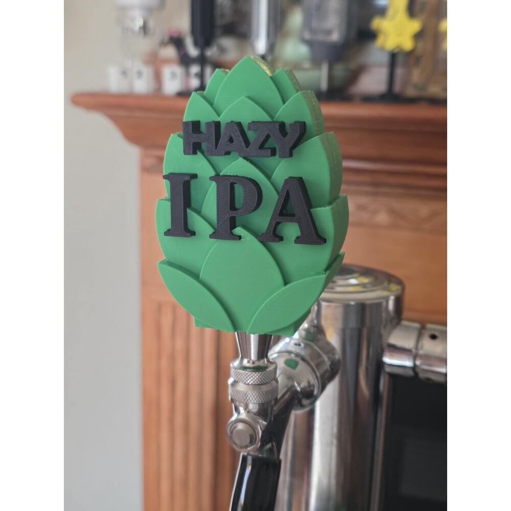Hazy IPA on Hops Tap Handle, 3D Printed, Home Bar Accessory